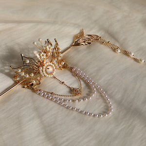 Accessoire Chignon Chinois Avec Des Chaines Dorées