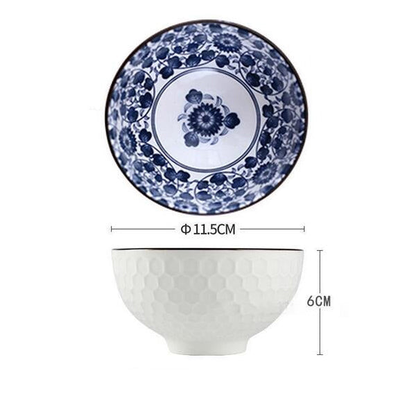 Bol À Riz Chinois Porcelaine Bleu Blanc Pour Manger