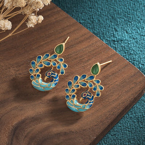 Boucles D'oreilles Chinoise Paon