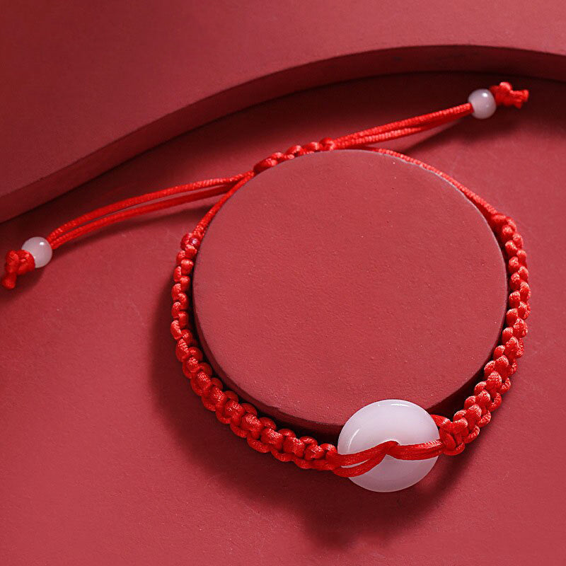 Bracelet Rouge Chinois Jade Blanche