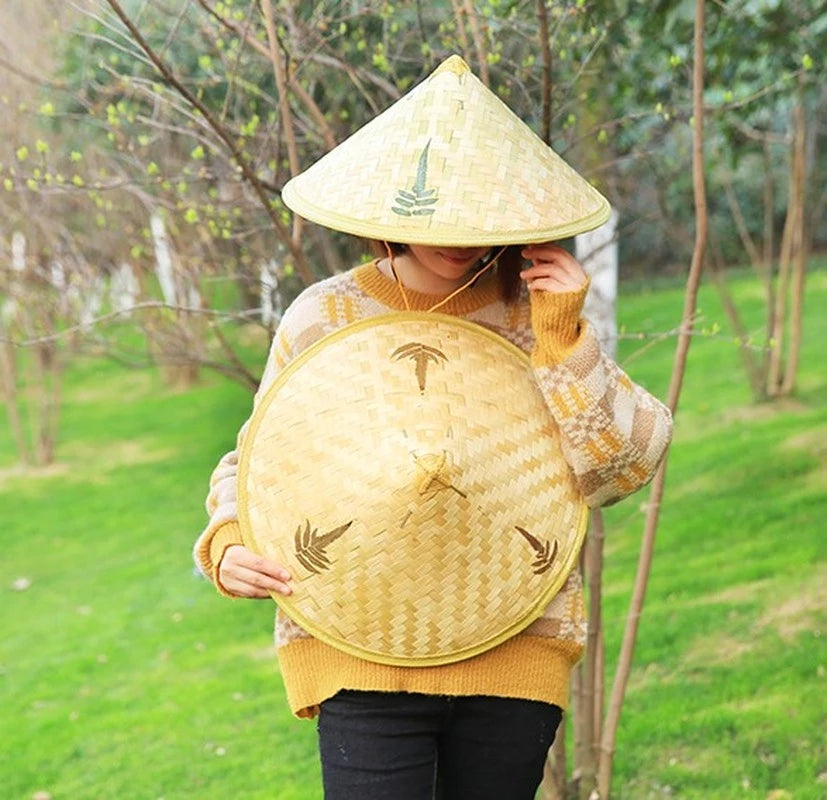 Chapeau Chinois Bambou Élégant Homme Femme
