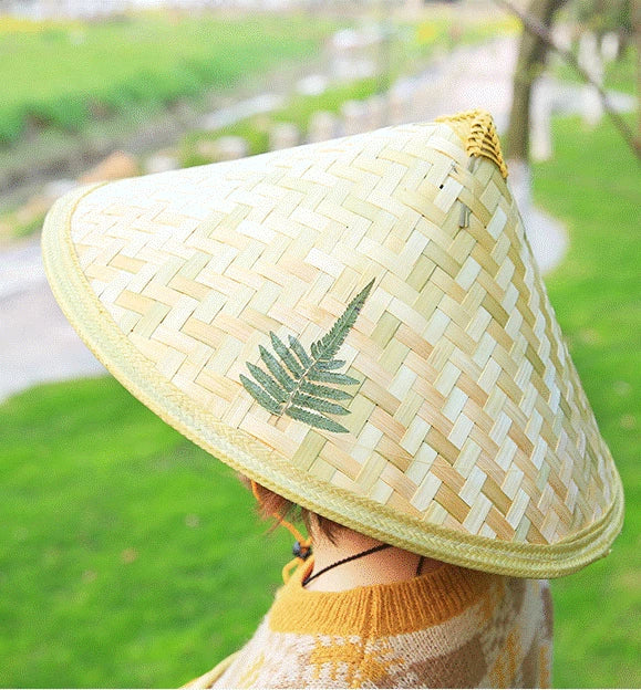 Chapeau Chinois Bambou Pointu Conique Mode Asiatique
