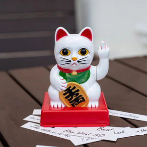 Chat Chinois Doigt D'Honneur Maneki Neko Figurine Qui Bouge