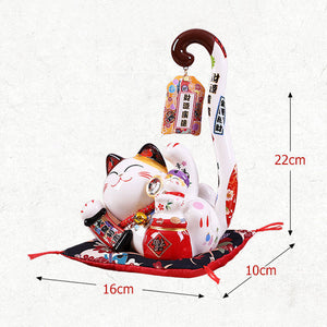 Chat Chinois Maneki Neko Objet Déco Céladon Porte Bonheur
