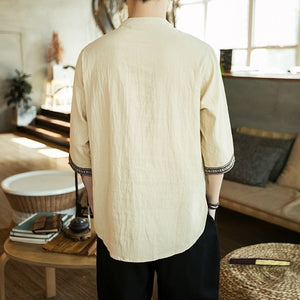 Chemise Chinoise Col Mao Couleur Jaune Vintage