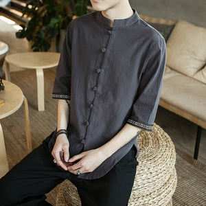 Chemise Chinoise Col Mao Pour Toute L'année