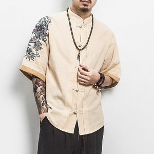 Chemise Chinoise Homme Lin Manches Midi