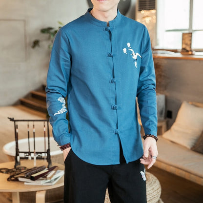 Chemise Chinoise Manches Longues À Boutonner