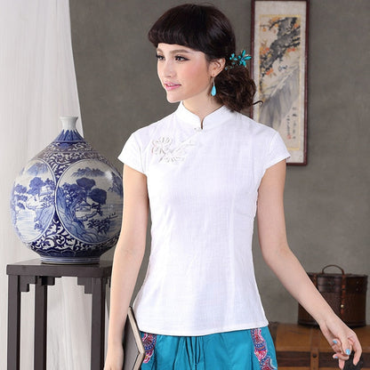 Chemisier Chinois Col Mao femme Blanc