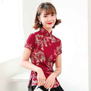 Chemisier Chinoise Rouge Léger