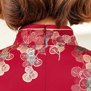Chemisier Chinoise Rouge Col Montant