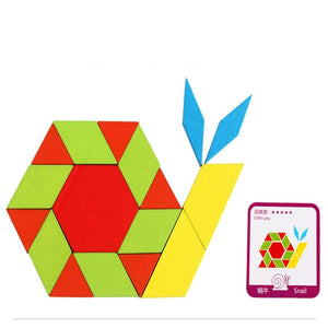 Coffret Tangram En Bois En Forme D'escargot