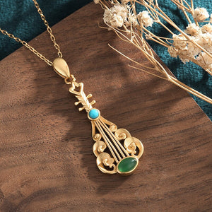 Collier Pendentif Pipa Chinois Guitare Asiatique