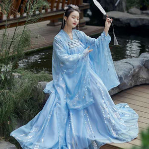 Costume Hanfu Chinois Bleu
