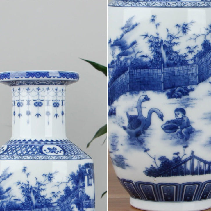 Grand Vase Chinois Porcelaine Décoratif