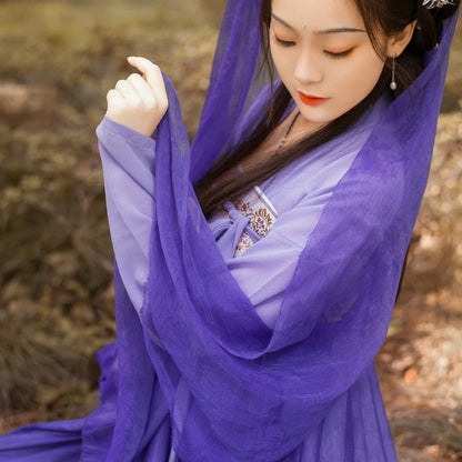 Hanfu Violet Prune Avec Voile