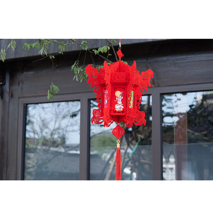 Lanterne Chinoise Extérieur Avec Pompon Pour Suspension