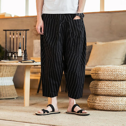 Pantalon Chinois à Rayures Noir Et Blanc