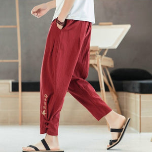 Pantalon Chinois Ajusté En Lin