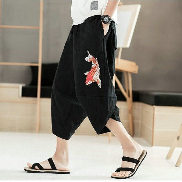 Pantalon Chinois Carpe Koï Motif Asiatique