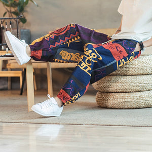 Pantalon Motif Chinois Multicolore