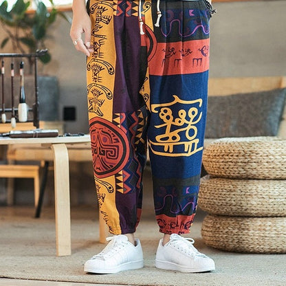 Pantalon Motif Chinois Très Large