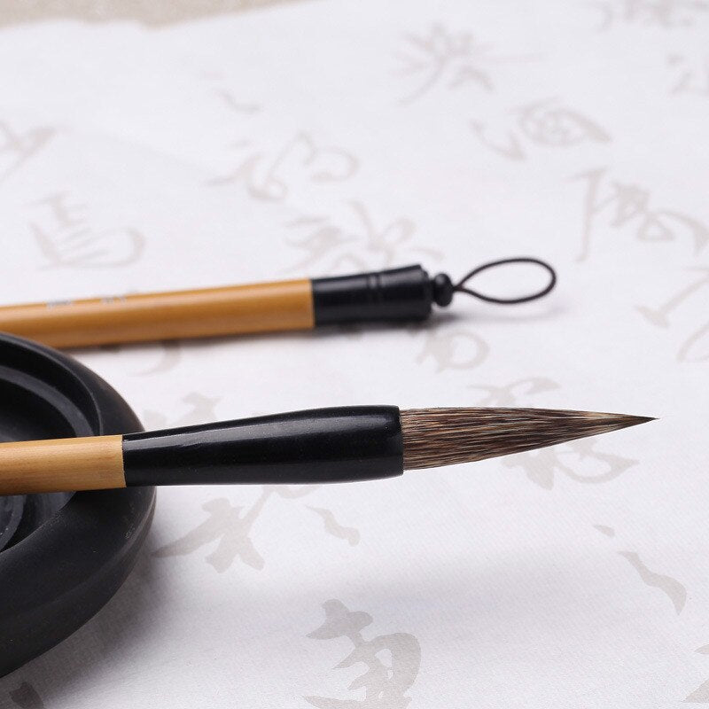 Pinceaux Calligraphie Chinoise Ancien Avec Hampes En Bois 23 CM