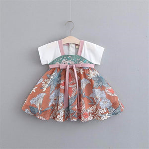 Robe Chinoise Bébé Fille Confortable Avec Manches Courtes