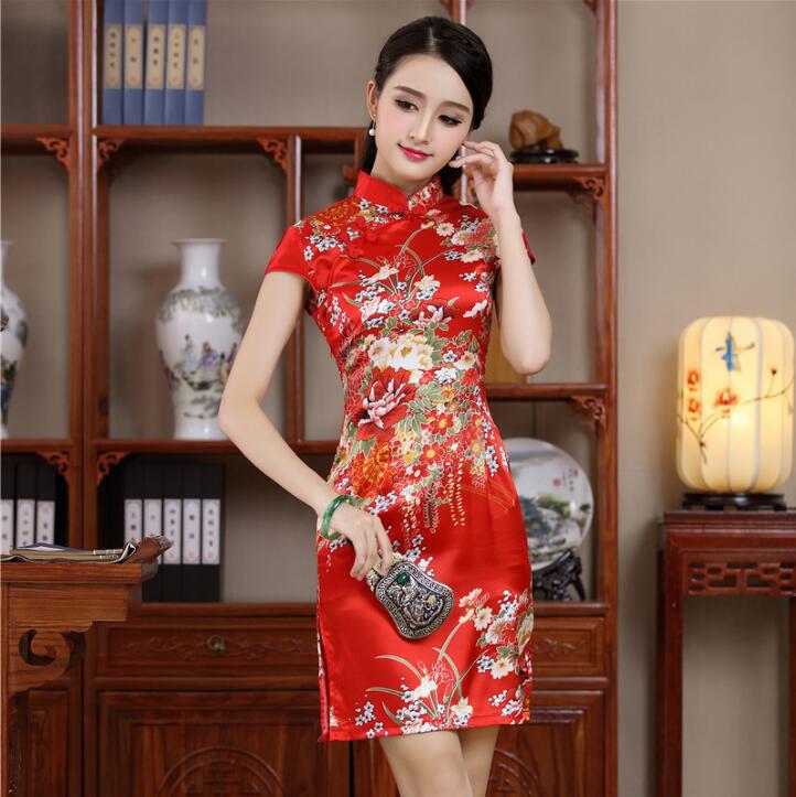 Robe Chinoise Courte Manches Courtes