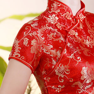 Robe Chinoise Courte Rouge Coton