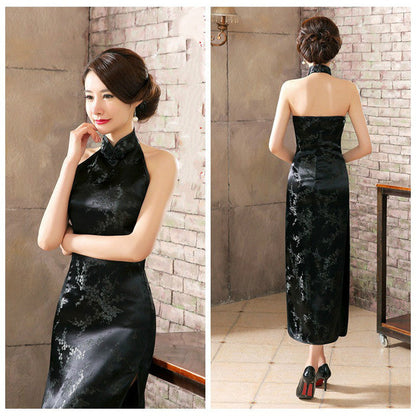 Robe Chinoise Dos Nu Sans Manches Fendue Traditionnelle