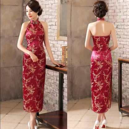 Robe Chinoise Dos Nu Avec Fleurs Mode Asiatique Orientale
