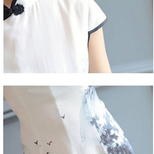 Robe Chinoise En Soie Cheongsam Long Ample