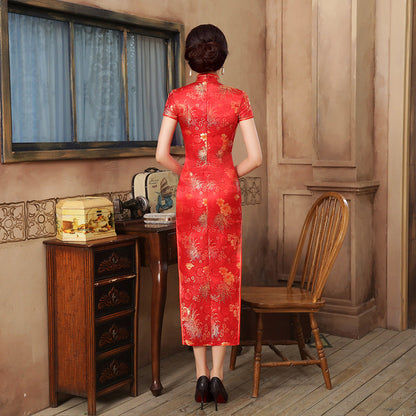 Robe Chinoise Longue Rouge Femme