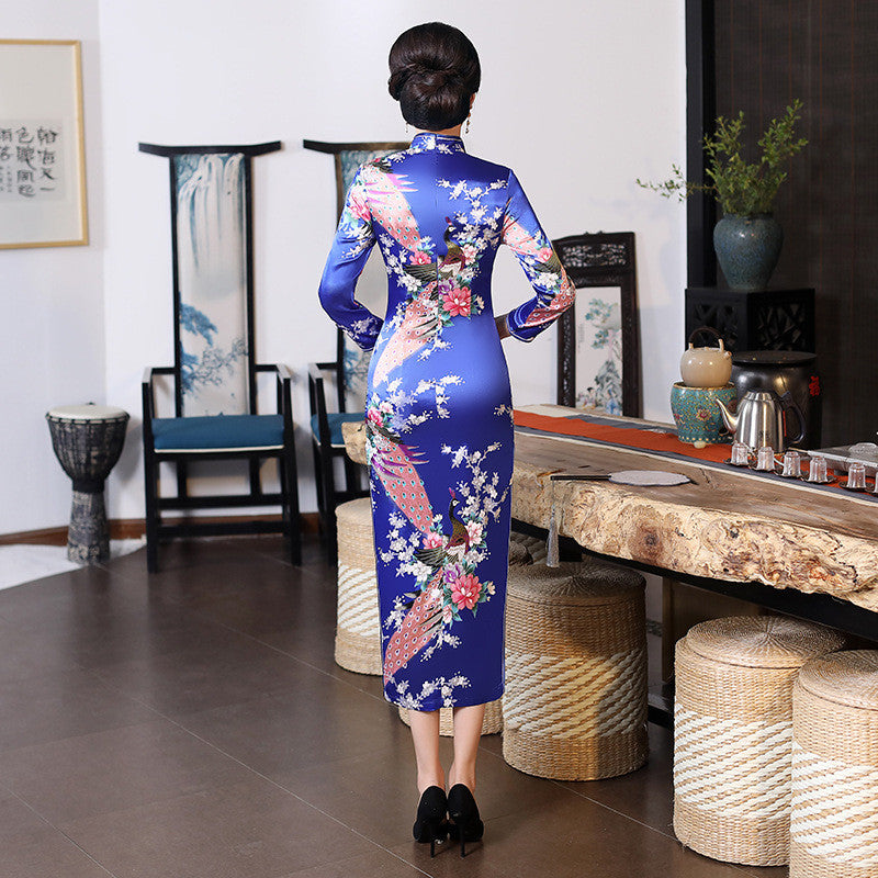 Robe Chinoise Longue Femme Bleu Roi 