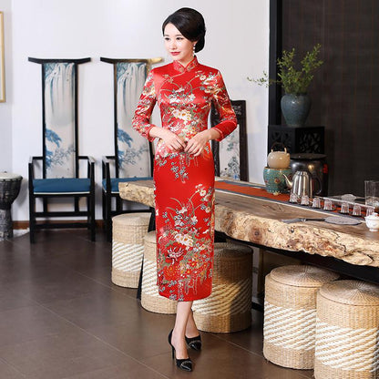 Robe Chinoise Manches Longues Col Mao