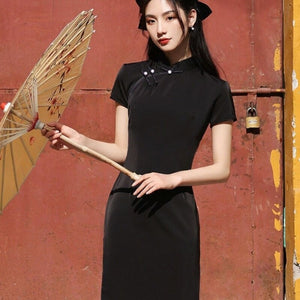 Robe Chinoise Unie Coton
