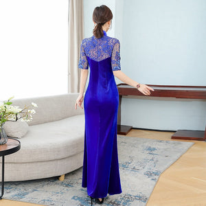 Robe Chinoise Velours Cheongsam Qipao