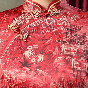 Robe de Soirée Chinoise Longue Qipao Rouge