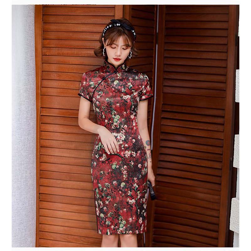 Robe Effet Chinoise Motif Floral