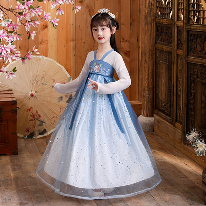 Robe Princesse Chinoise Bleue Avec Tulle