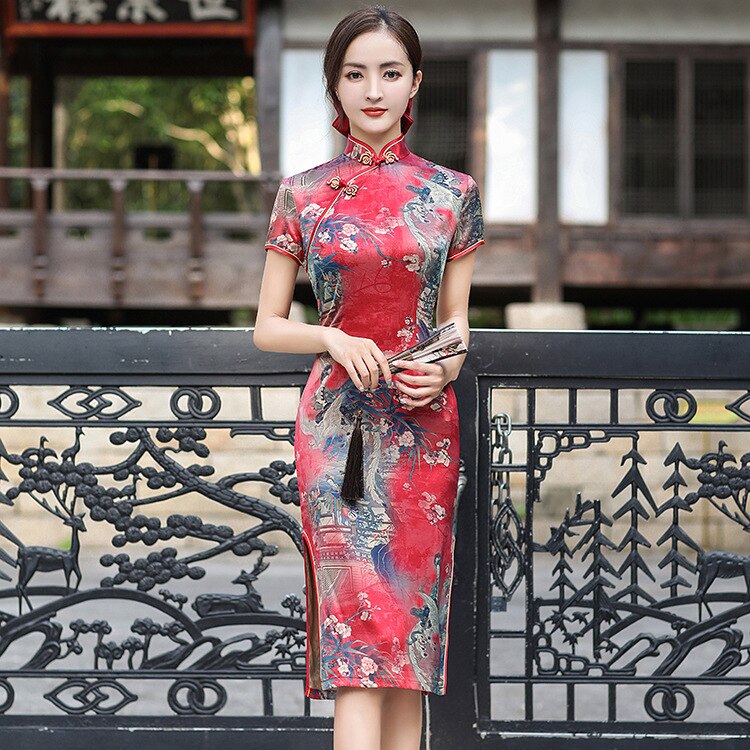 Robe chinoise fleurie noire sans manches - Ling | Avenue Robes Chinoises Robe chinoise fleurie noire sans manches - Ling | Avenue Robes Chinoises