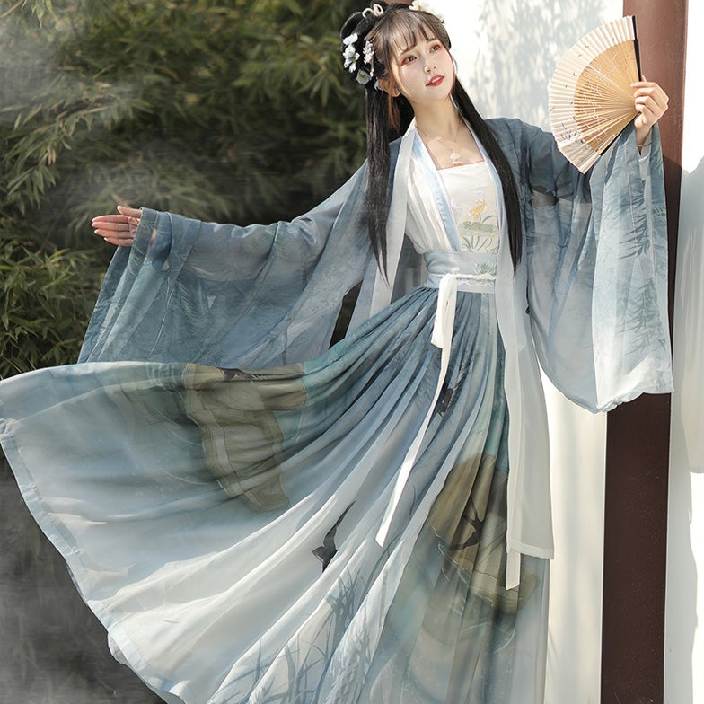 Robe Traditionnelle Chinoise Hanfu Bleu Vert