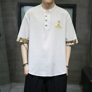 T-Shirt Chinois Col Mao Couleur Blanc Immaculé