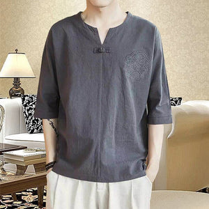 T-shirt Chinois En Lin Léger Parfait Pour Toute Les Saison