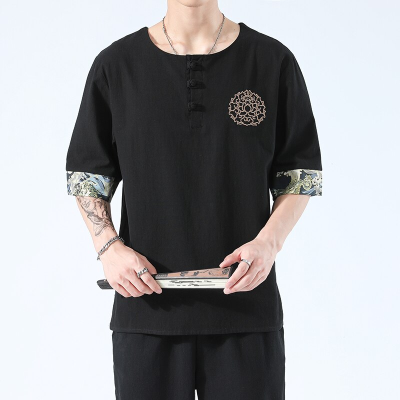 T-Shirt Chinois Grande Taille Avec Symbole