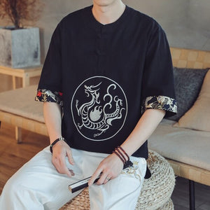 T-shirt Dragon Chinois Motif Blanc