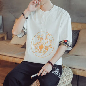 T-shirt Dragon Chinois Tissu Froissé