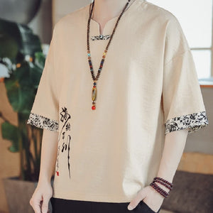 T-shirt Signe Chinois Col Mandarin