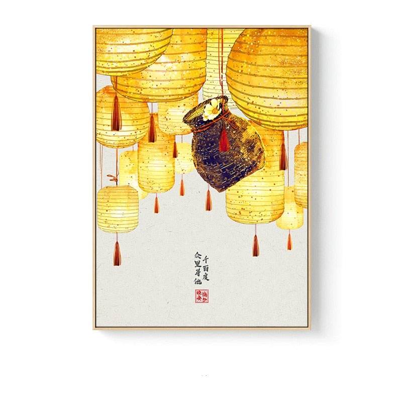 Tableau Art Chinois Peintures Sur Toile Lanterne Chinoise